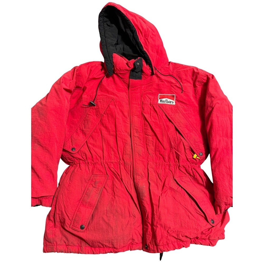 Vintage Marlboro Country‎ Store Red Down Filled Nylon Adventure Jacket XXL 90s